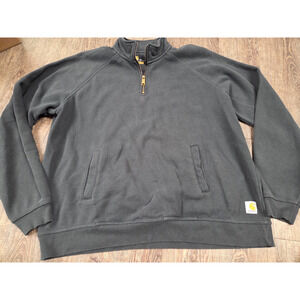 Carhartt 1/4 Zip Sweatshirt Mens 2XL Mock Neck Pullover Black Workwear K503 BLK